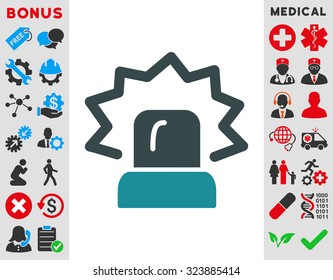 Alarm vector icon. Style is bicolor flat symbol, soft blue colors, rounded angles, white background.