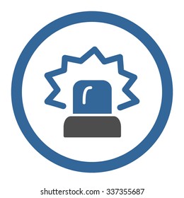 Alarm vector icon. Style is bicolor flat rounded symbol, cobalt and gray colors, rounded angles, white background.