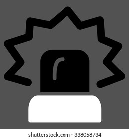 Alarm vector icon. Style is bicolor flat symbol, black and white colors, rounded angles, gray background.