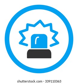 Alarm vector icon. Style is bicolor flat rounded symbol, blue and gray colors, rounded angles, white background.