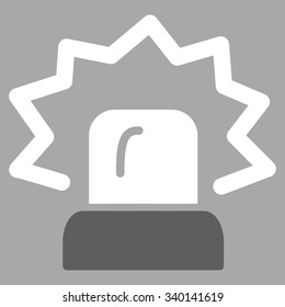 Alarm vector icon. Style is bicolor flat symbol, dark gray and white colors, rounded angles, silver background.