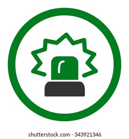 Alarm vector icon. Style is bicolor flat rounded symbol, green and gray colors, rounded angles, white background.