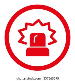 Alarm vector icon. Style is flat rounded symbol, red color, rounded angles, white background.