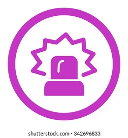 Alarm vector icon. Style is flat rounded symbol, violet color, rounded angles, white background.
