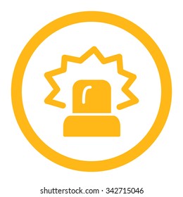 Alarm vector icon. Style is flat rounded symbol, yellow color, rounded angles, white background.