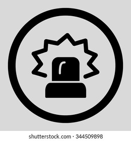 Alarm vector icon. Style is flat rounded symbol, black color, rounded angles, light gray background.