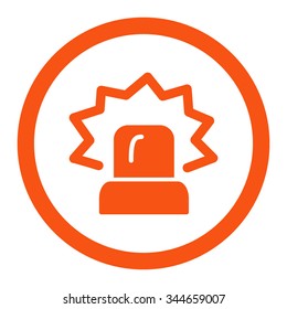 Alarm vector icon. Style is flat rounded symbol, orange color, rounded angles, white background.