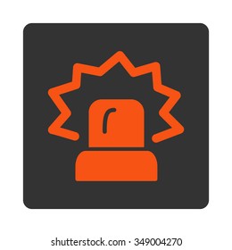 Alarm vector icon. Style is flat rounded square button, orange and gray colors, white background.