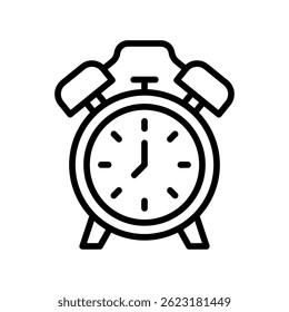 Vetor de Alarme para Campainha de Escola e Ícone de Lembrete de Tempo. Despertar e programar ilustração de alerta, educação e conceito de sala de aula. Ícone de Linha
