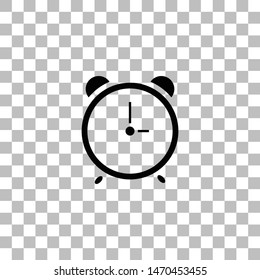 Alarm wake-up time. Black flat icon on a transparent background. Pictogram for your project