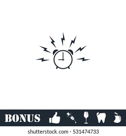 Alarm wake-up time icon flat. Vector illustration symbol and bonus pictogram