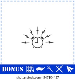 Alarm wake-up time icon flat. Simple vector symbol and bonus icon