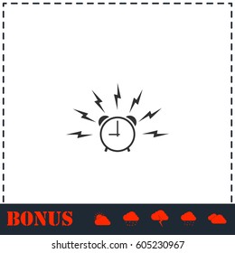 Alarm wake-up time icon flat. Simple vector symbol and bonus icon