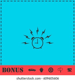 Alarm wake-up time icon flat. Simple vector symbol and bonus icon
