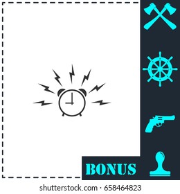 Alarm wake-up time icon flat. Simple vector symbol and bonus icon