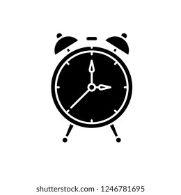 Alarm watch black icon, vector sign on isolated background. Alarm watch concept symbol, illustration 