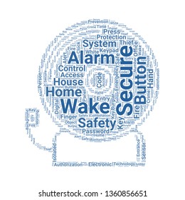 alarm word cloud. tag cloud about alarm.