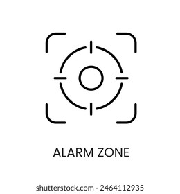 Icono de Vector de línea de zona de alarma con trazo editable para su colocación en el embalaje del sistema de cámara cctv