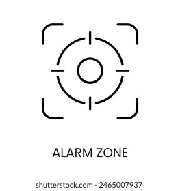 Alarm zone line vector icon with editable stroke for placement on cctv camera system packaging