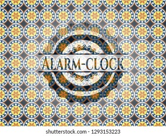 Alarm-clock arabic emblem background. Arabesque decoration.