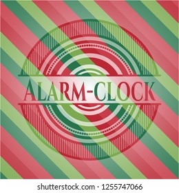 Alarm-clock christmas colors style emblem.