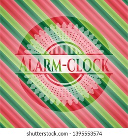 Alarm-clock christmas style emblem. Vector Illustration. Detailed.