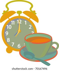 alarm-clock cup of coffee orange