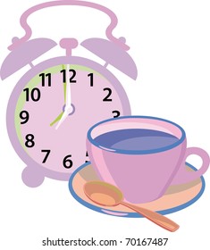 alarm-clock cup of coffee pink