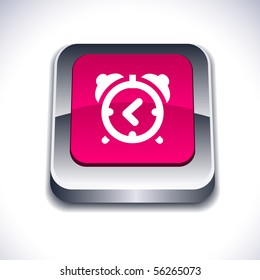 alarm-clock metallic 3d vibrant square icon.