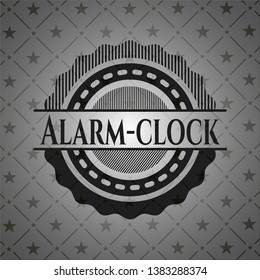 Alarm-clock realistic black emblem. Vector Illustration. Detailed.