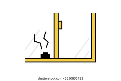 Alarmed locks on windows, Crime Prevention and Home Security Icons, Vector Illustration