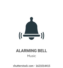 Alarming bell glyph icon vector on white background. Flat vector alarming bell icon symbol sign from modern music collection for mobile concept and web apps design.