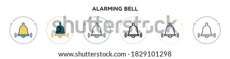 Alarming bell icon in filled, thin line, outline and stroke style. Vector illustration of two colored and black alarming bell vector icons designs can be used for mobile, ui, web