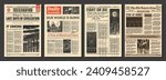 Alarming Headlines Old Newspapers Style Templates, Broadsheets Background Set, War, Pandemia, Last Days of Civilization