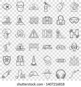 Alarming icons set. Outline style of 36 alarming vector icons for web for any design