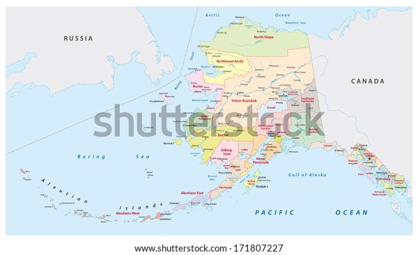 Alaska Administrative Map Stock Vector (Royalty Free) 171807227