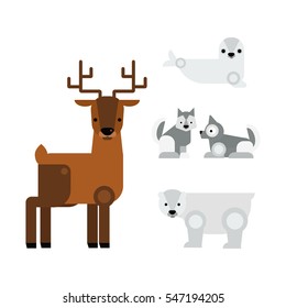 Alaska animals vector illustration.