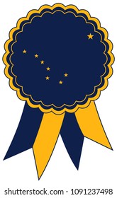 Alaska Award Ribbon vector in the original national colours blue and yellow.
Representing State of Alaska in USA.
