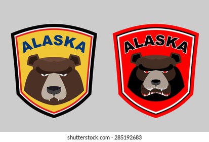 Alaska bear. Set logos for hunting or sports team. Vector illustration.
