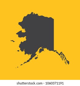 Alaska black map,border on orange background. Vector illustration.