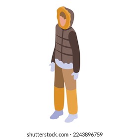Alaska boy icon isometric vector. Arctic nature. North canada