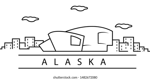 Alaska city line icon. Element of USA states illustration icons. Signs, symbols can be used for web, logo, mobile app, UI, UX