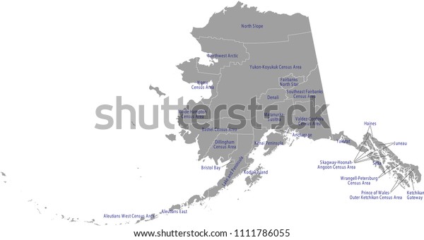 Alaska County Map Vector Outline Gray Stock Vector (Royalty Free ...