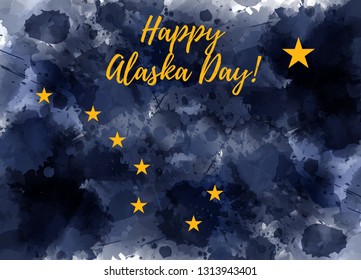 Alaska Day holiday.  Grunge painted flag of Alaska. Template for holiday background, banner, invitation, poster, etc.