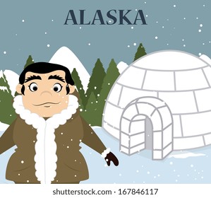 alaska design over snow scape background vector illustration  