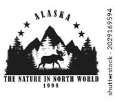 Alaska design ,silhouette design ,vintage style .for logo and other uses