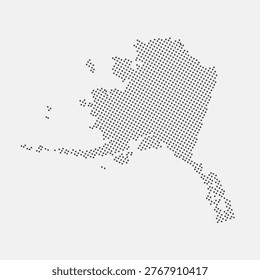 Alaska dotted map isolated on a white background. Alaska Map background. Map of Alaska with dots. Vector illustration