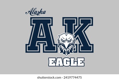 Alaska eagle logo vector. Hand lettering design for t-shirt hoodie baseball cap jacket