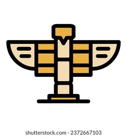 Alaska eagle temple icon outline vector. Winter snow. Usa snow color flat