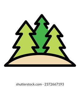 Vector de contorno de icono de árbol de abetos de Alaska. Invierno. Plano de color esquimal